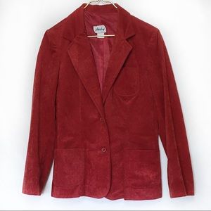 VINTAGE Red Faux Suede Fitted Blazer L/12 EUC